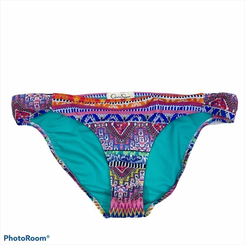 Jessica Simpson Multicolored Bikini Bottom Large‎